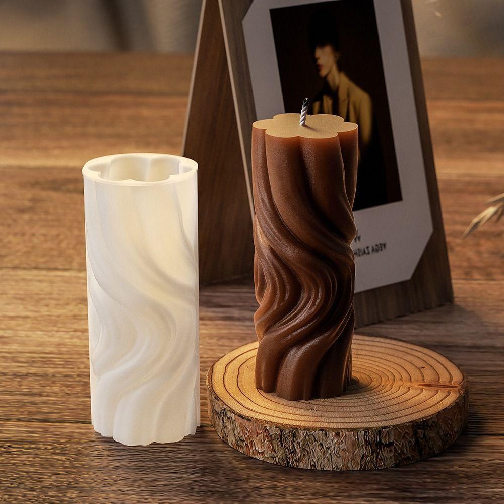 Silicone Cylinder Candle Mold 3D Water Wave Cake Resin Mold Crystal Epoxy Soap Mold