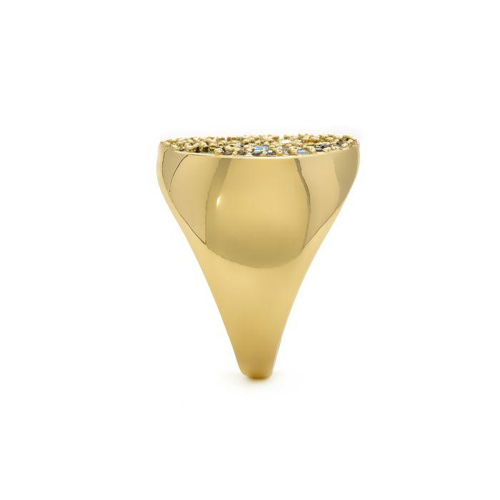 Anneau - LUXENTER - Lidat - Zircone multicolore - Or jaune 18k - Taille réglable