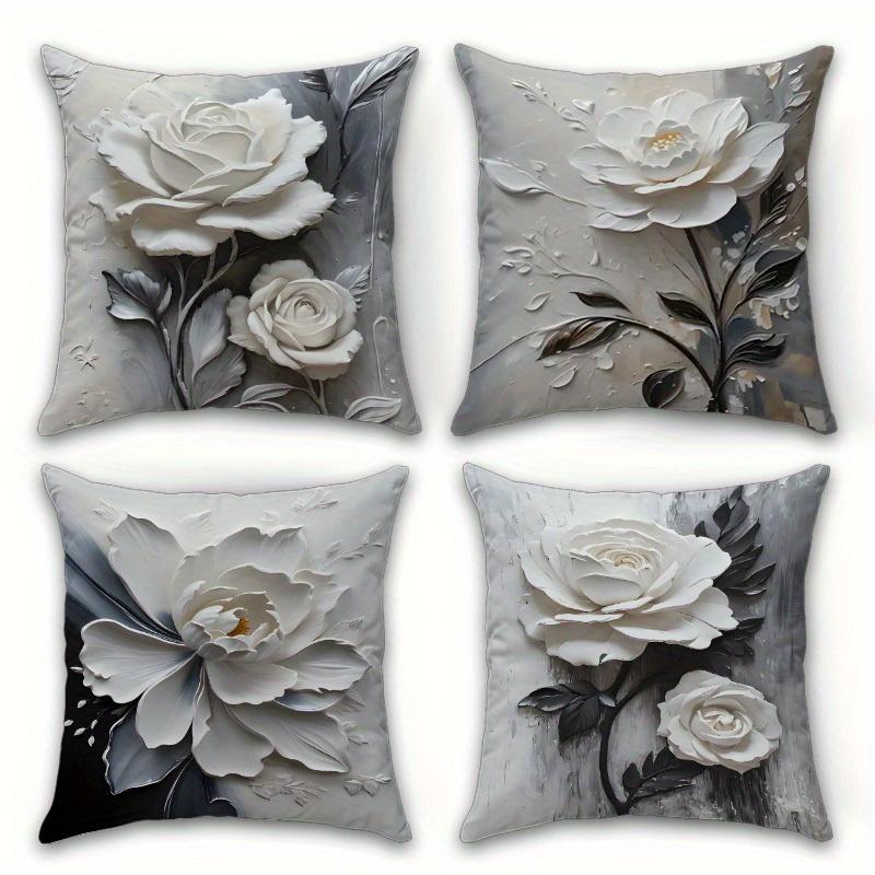 1/4pcs Floral Patterned Pillowcases with 3D Flower Design Sofa Cushion Cover Home Bedroom Room Decoration