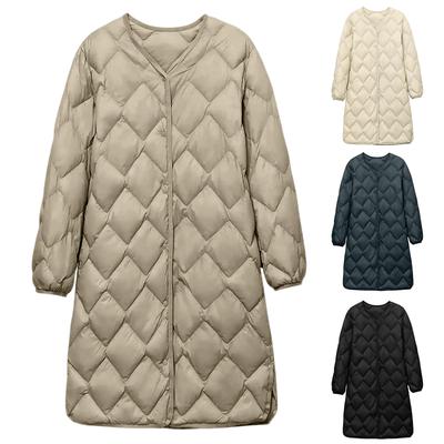 Women's Solid Color Medium Long /winter Long Sleeved V-neck Jacket