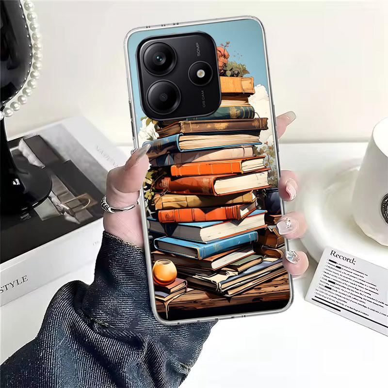 Read Books illustration Reading Soft Phone Case For Xiaomi Redmi Note 15 14 14S 13 12 Pro Plus 12S 11 11S 11E 10 10S 11T 5G Fund