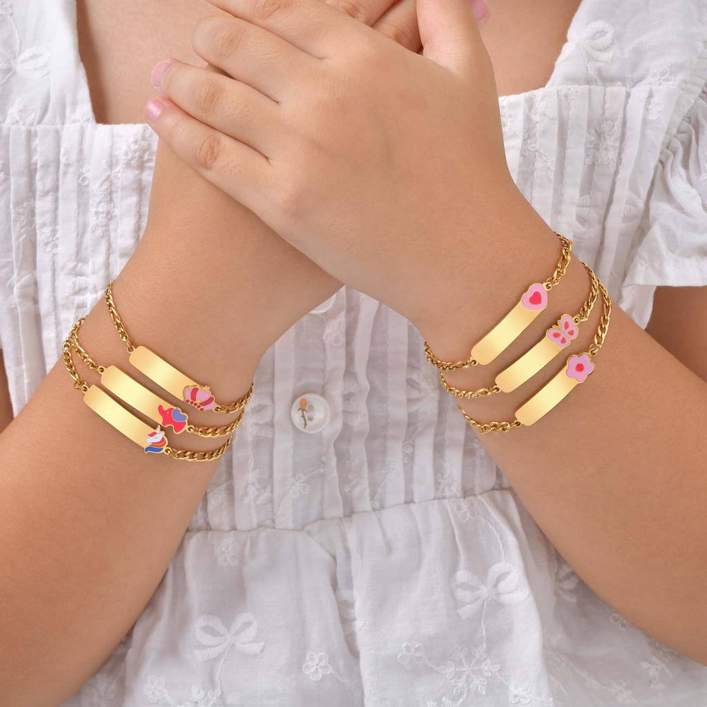 A Variety Of Fashionable And Personalized Women'S Children'S Cute Elements Epoxy Stainless Steel Gold Bracelet Length 12-17Cm
