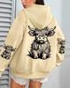 Damen, Kuh Cartoon Tier, Bedruckter Damen Hoodie Herbst Locker Lässig Tasche Fleece Pullover