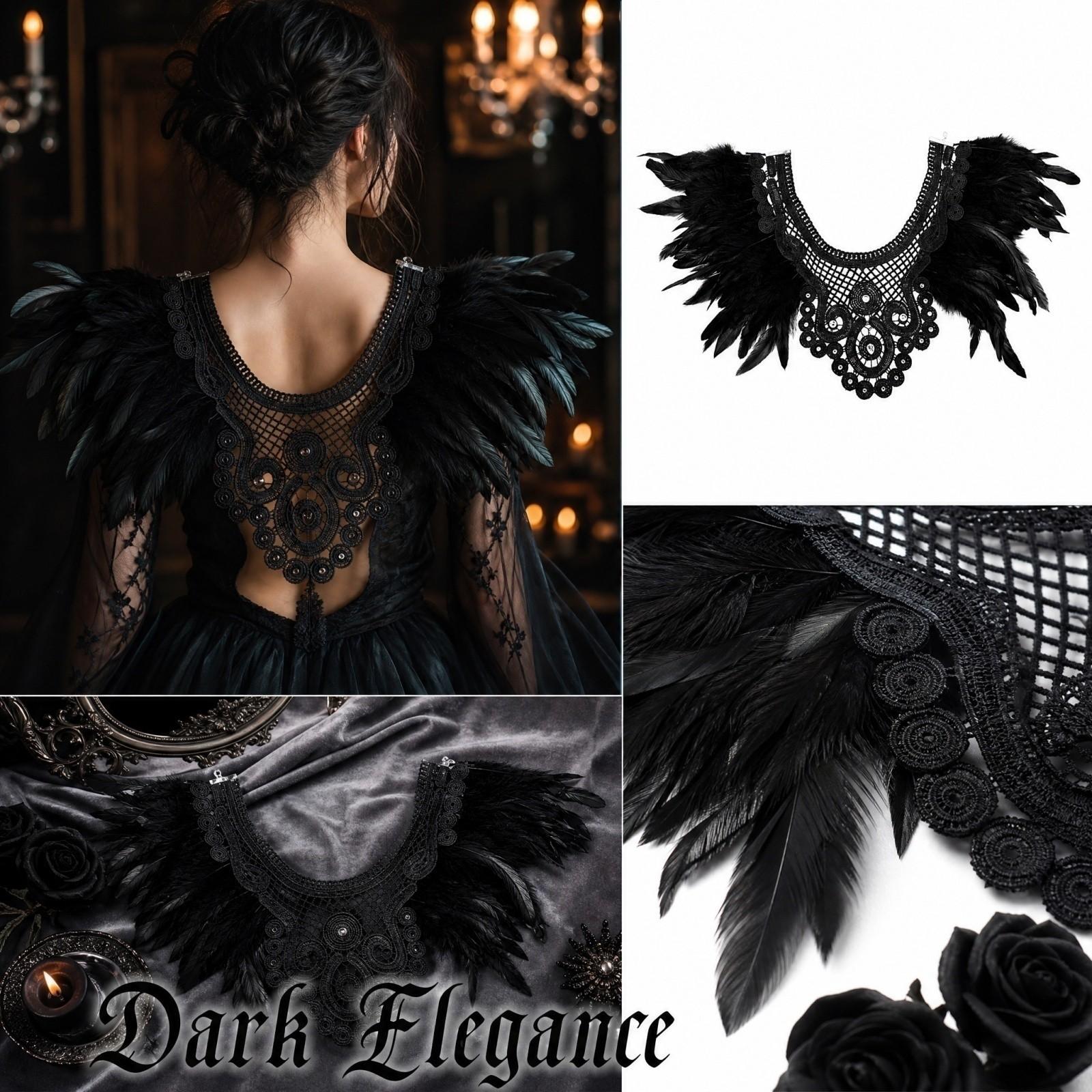 Black Feather Capelet and Halloween Gothic