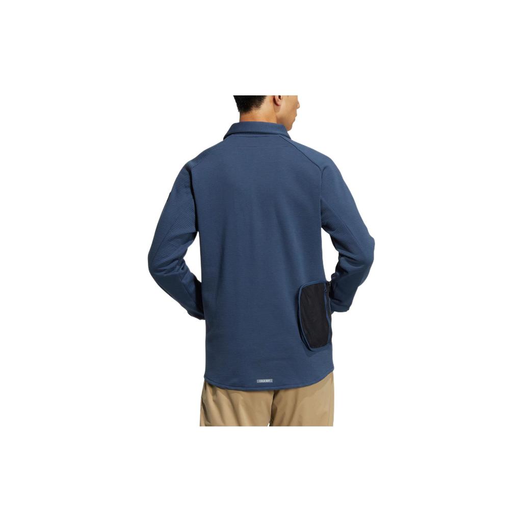 Adidas Solid Color Flap Pocket Single-Breasted Collared Long Sleeve Shirt Men Tops Blue HG3238