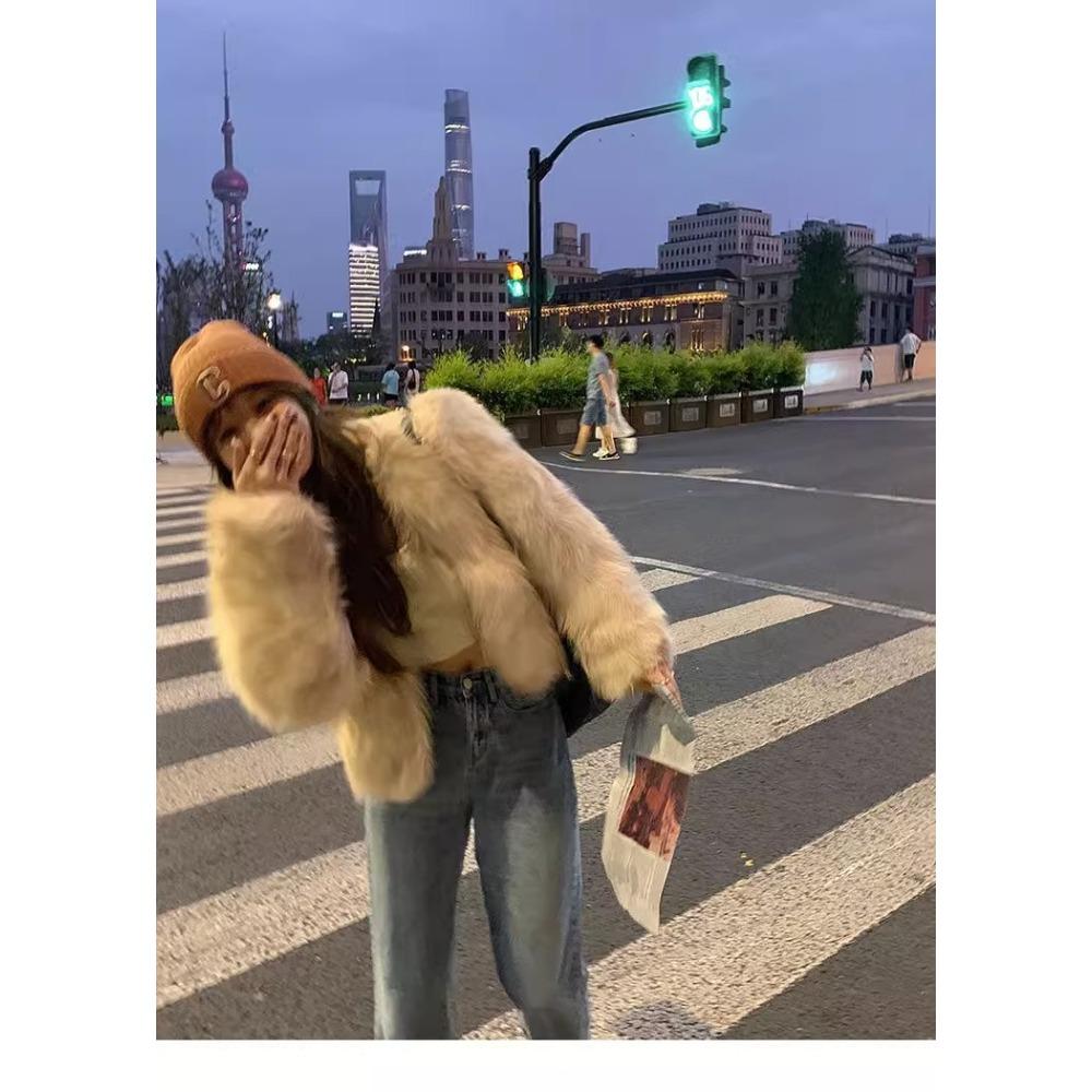Autumn and Winter Fur Women's Short New Imitation Fox Fur Net Celebrity Young Winter Fur Short Coat