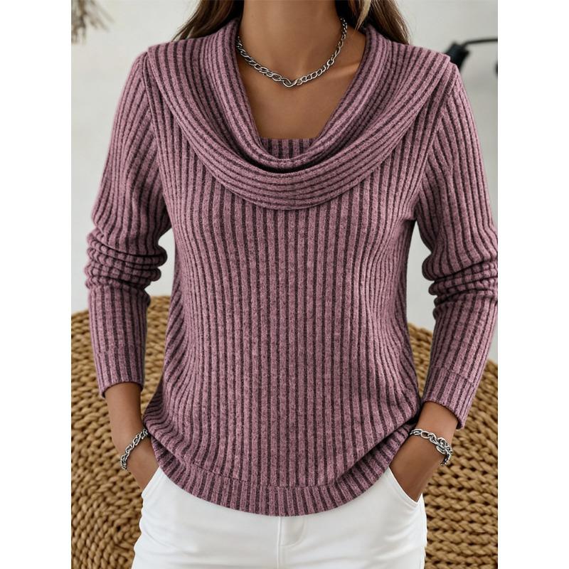 Spring and Autumn Hot Sale New Women's Casual Loose Fashionable Solid Color Pit Long Sleeve Sweater Tops