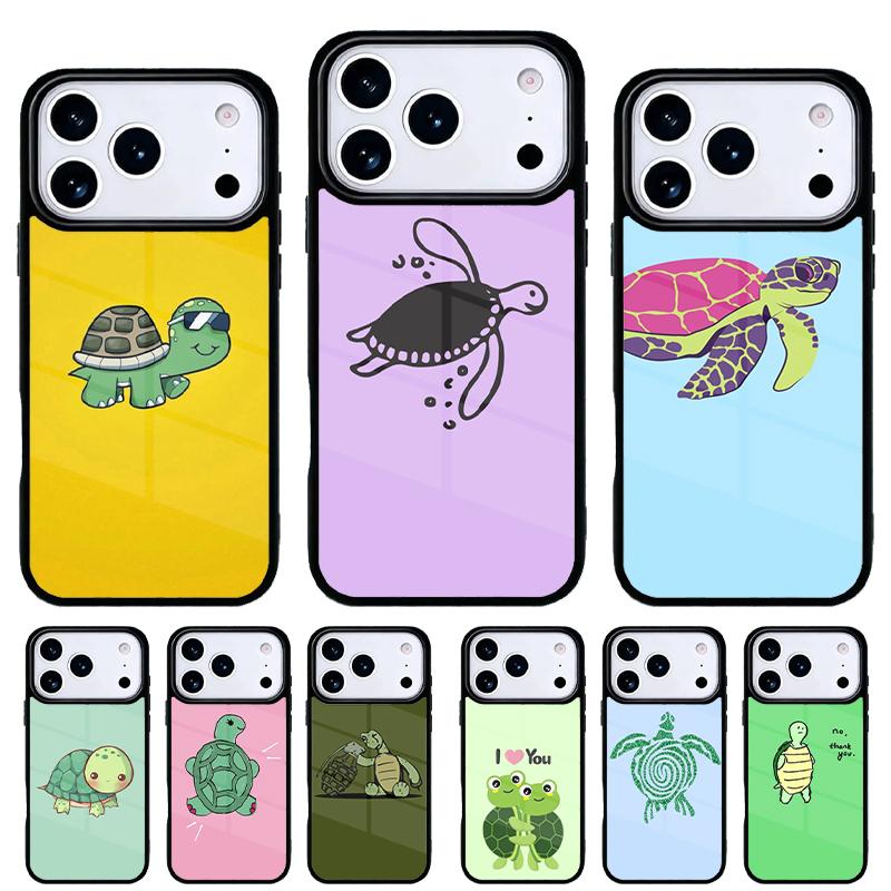 Cute Cartoon Turtle Phone Case for iPhone 17 16 15 14 13 Pro Max Back Cover for 12 11 Pro Coque
