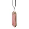 Hexagon Natural Stone Necklace With Crystal Bullet Pendant For Wear Fashion