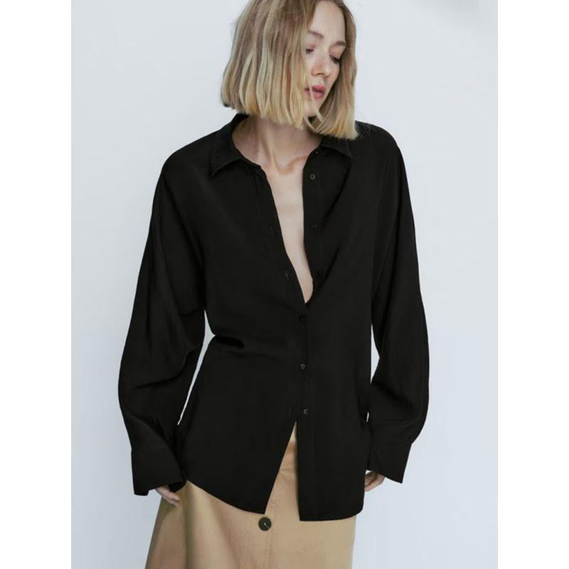 MD Women's Clothing 2023 Autumn New Arrival Fashion Minimalist Back Decoration Waisted Long-Sleeved Shirt 05108643800