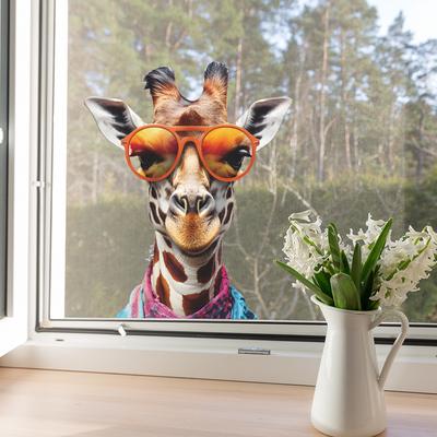 Adesivi murali decorativi per abbellimento della casa con testa di giraffa, personalità degli animali dei cartoni animati