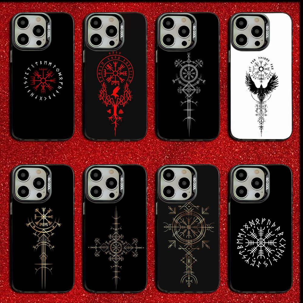 V-Viking V-Vegvisir Navigation Compass Phone Case For iPhone 16,15,14,13,12,11,Mini,Pro,E,SE4,MAX Candy Matte Black Cover