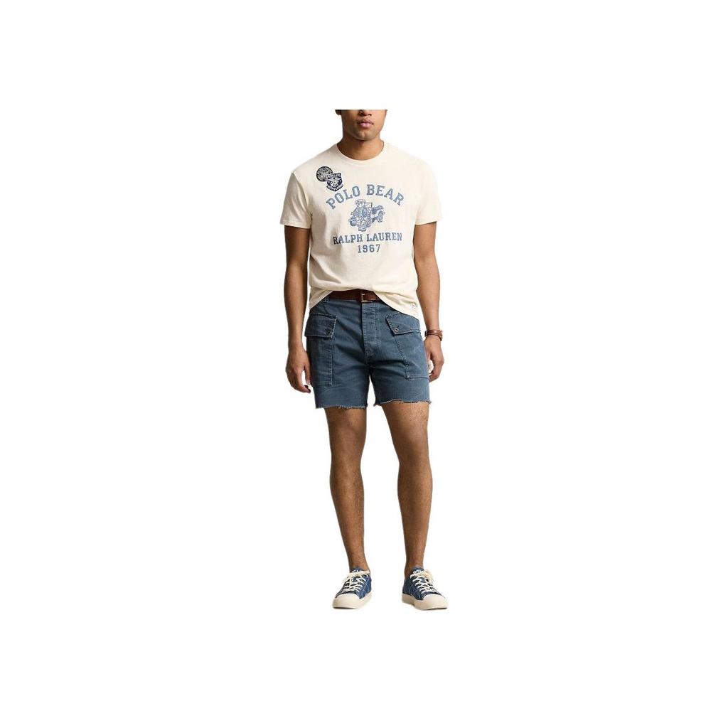 Polo Ralph Lauren Letter And Number Print Crew Neck Short Sleeve T-Shirt Men Tops Washed-White MNPOTSH1N822063-100