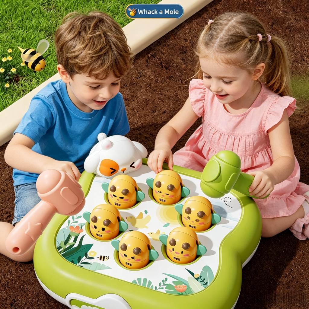 Whack-a-Mole Bee Toy for Kids, Educational Sensory Game with Sound for Toddlers