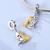 Copper Girl Holding Dog Charm Golden Retriever Beads Fit Original Bracelet Making Gift For Woman Jewelry Diy Fashion Pendant