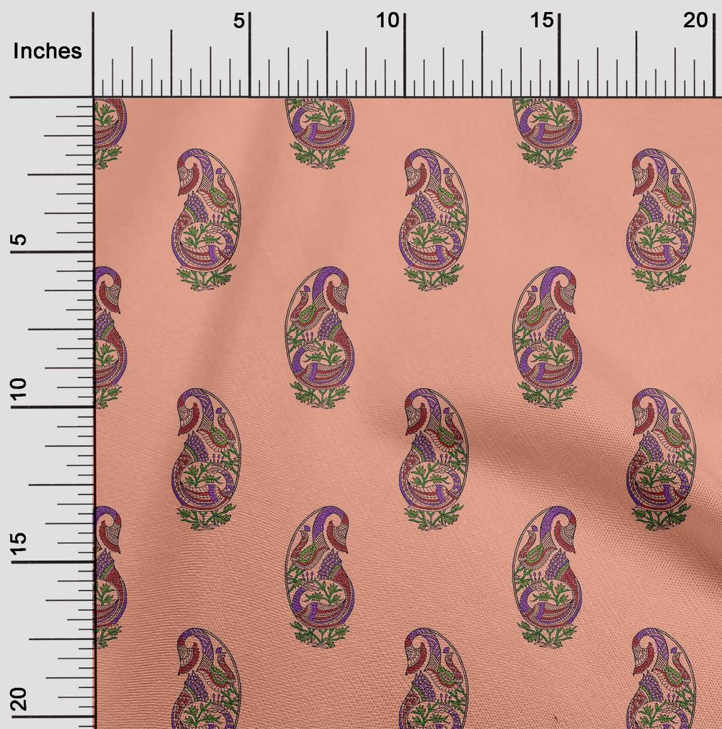 oneOone Baumwoll-Flex Stoff Blush Pink Pfauenblock Nähen Bastelprojekte Stoffdrucke Meterware 40 Zoll