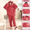 Women's Thickened Coral Fleece Hooded Pajamas - Two-Piece Zip-Up Set for Winter, Comfy Homewear or Outerwear