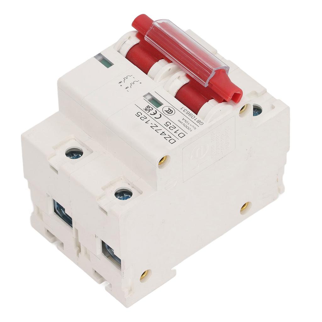 DC jistič Ochrana proti zkratu Montáž na lištu PV jistič 2P 1000V 125A Červený