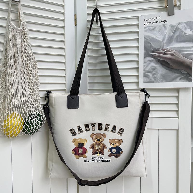 Simple canvas large-capacity bag women's summer new shoulder fashion letter tote bag messenger bag bag
