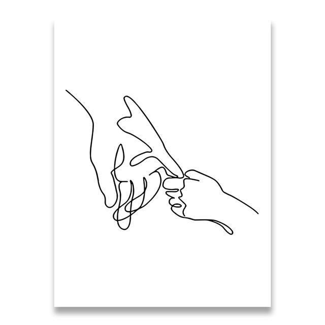 Geometric Line Drawing Picture Home Decoration Nordic Canvas Painting Wall Art Figures Family Love Poster