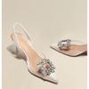 fashion Spring and Autumn Fashion New Sexy Banquet Comfortable Crystal Transparent Solid Color Pointed Toe Women's High Heels