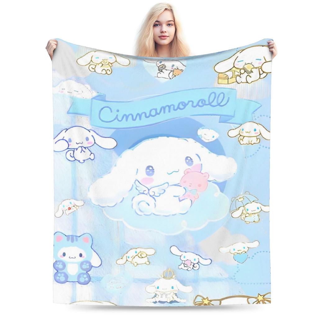 Pink Cinnamoroll Blanket Fleece Textile Decor Cute Cartoon Multifunction Ultra-Soft Throw Blanket for Home Travel Bedspread
