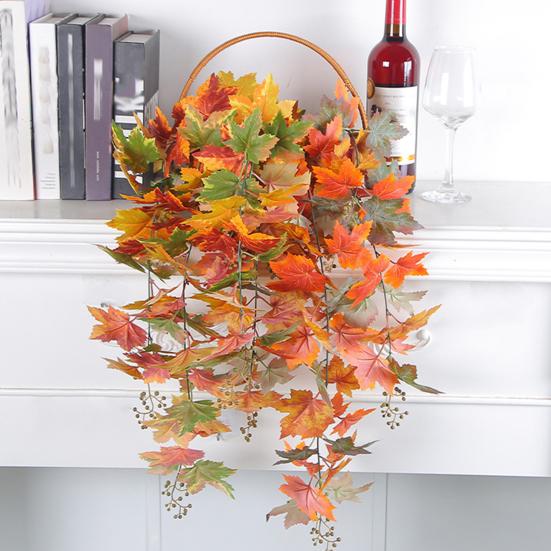 

Искусственный кленовый лист с ягодами, реалистичный, не увядающий, без полива, реквизит для фото, осень, фестиваль урожая на День Благодарения, украшение дома, ветка искусственного растения