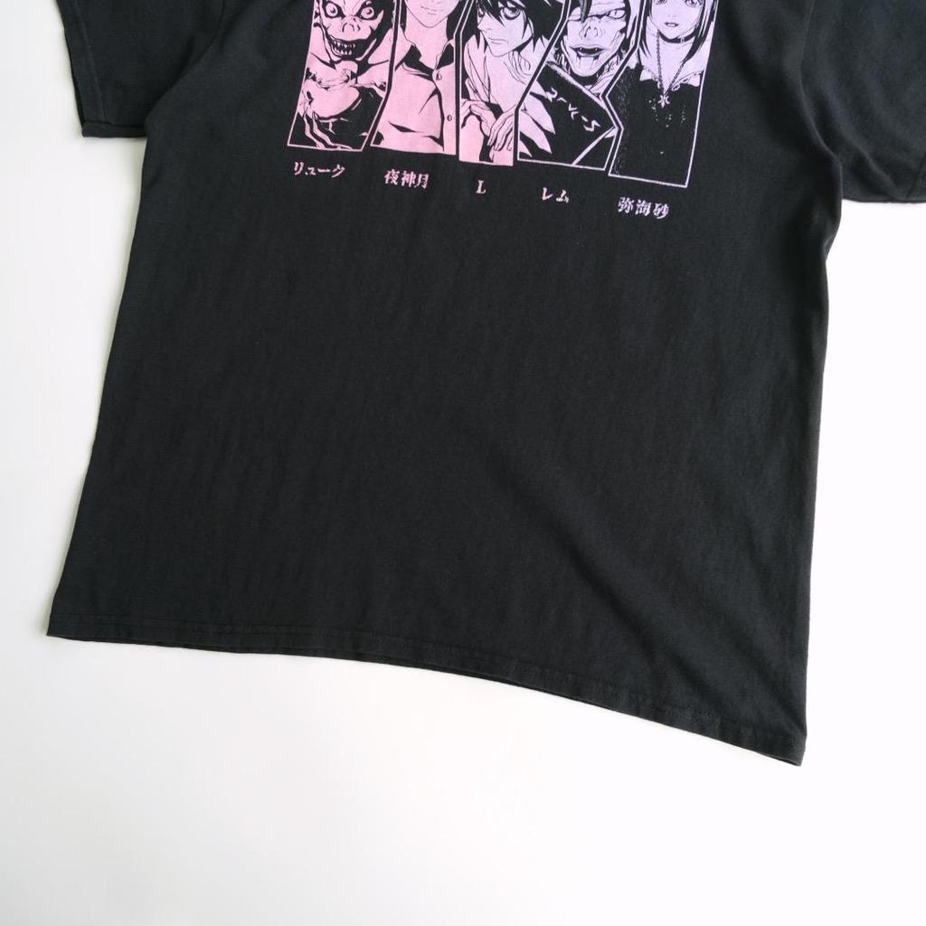 [USED] Death Note Anime T-shirt, Black, Size L, Featuring Light Yagami, Rem, Ryuk, and Misa Amane, Secondhand