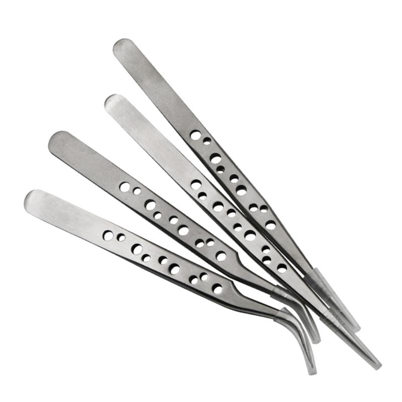 5Pcs Electronics Industrial Tweezers Anti-static ESD Curved Straight Tip Precision Stainless Steel Forceps Phone Repair