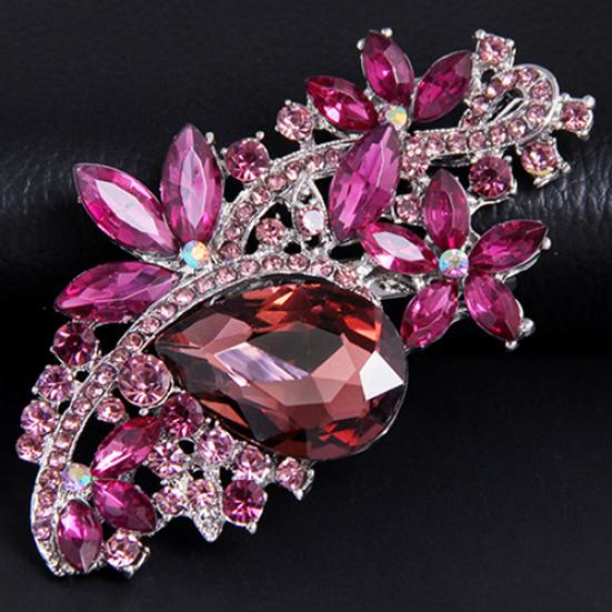 Waterdrop Flower Brosje Pin Rhinestone Crystal Brosjer Bukett Bryllupssmykker