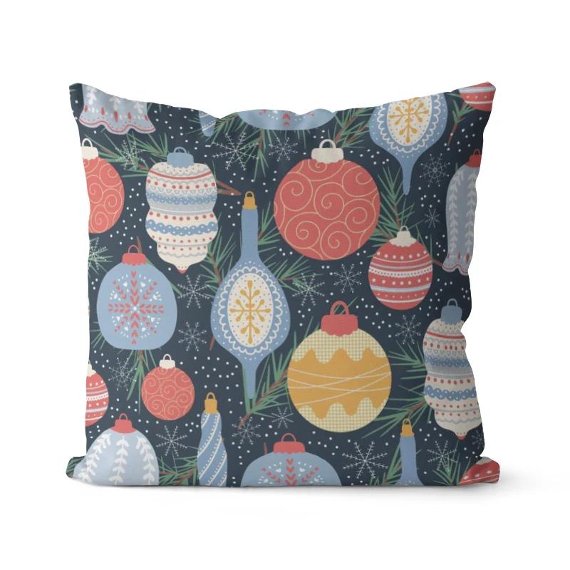 

Мультяшная иллюстрация Рождественская наволочка Домашнее украшение атмосферы Односторонняя печать Наволочка для диванной подушки 66x66cm