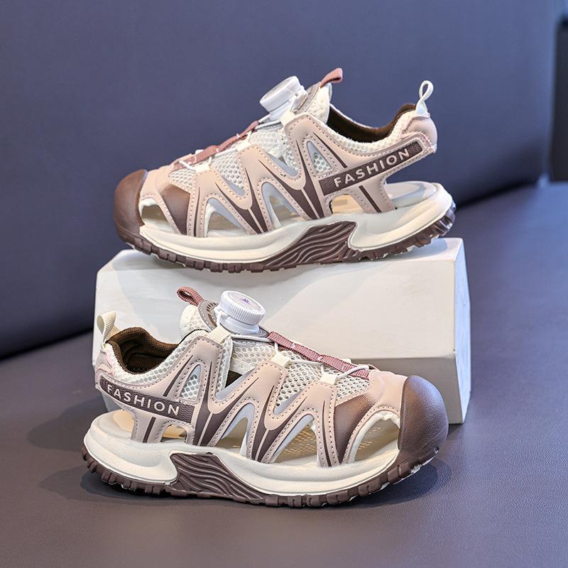 

Summer Breathable Twist Button Sneakers Vintage Patchwork Kids Running Shoes Casual Mesh for Boys and Girls size 37 рожевий