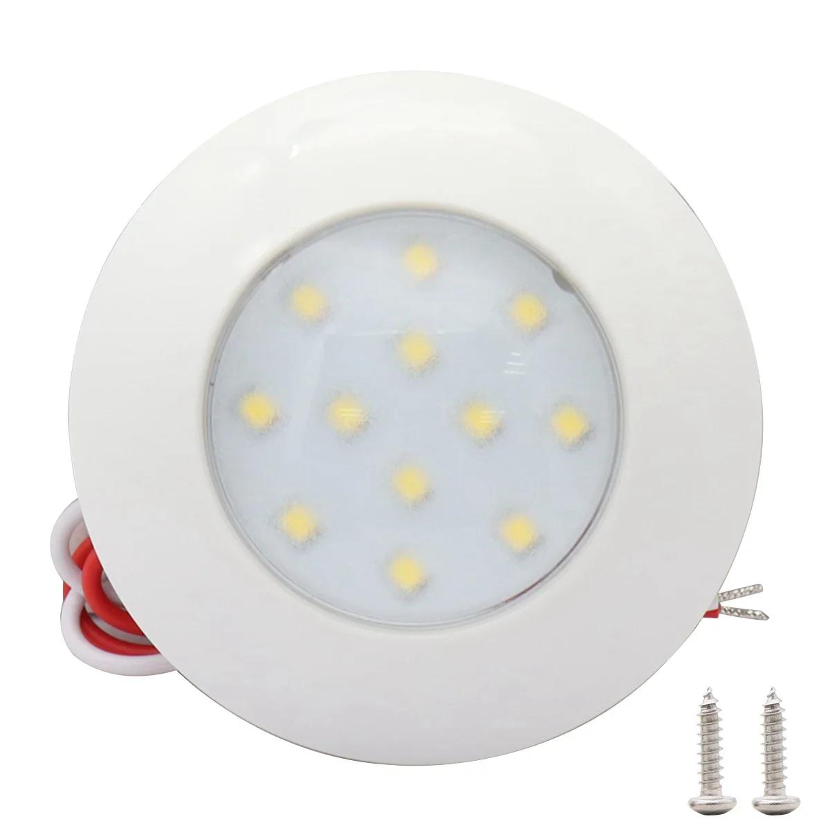 

Автомобильные фары Canopy White Light 12LED Круглый Автомобильный салон Освещение 75MM IP67 2.4W RV Яхта Лампы для чтения Сборка Аксессуары белый