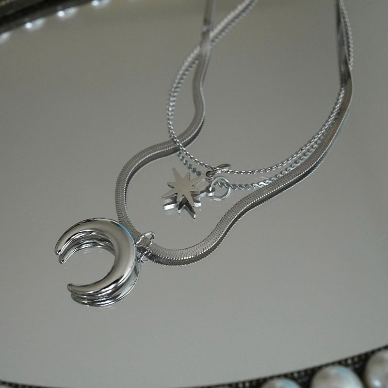 

Kansai Moon Double Layer Twin Cold Wind Necklace 37.5cm + extended chain 6cm