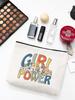Printed Makeup Bag Waterproof Cartoon Cotton and Hemp Zipper Bag Cosmetics Jewelry Storage Bag Travel Bath Portable Toilet Bag