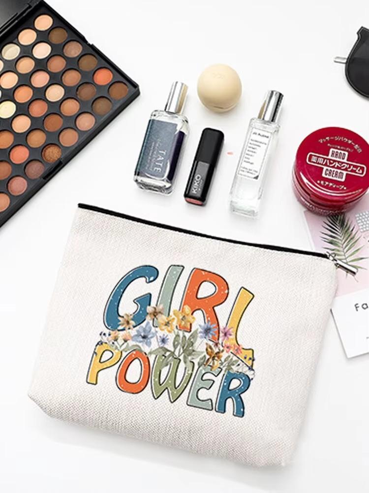 Printed Makeup Bag Waterproof Cartoon Cotton and Hemp Zipper Bag Cosmetics Jewelry Storage Bag Travel Bath Portable Toilet Bag