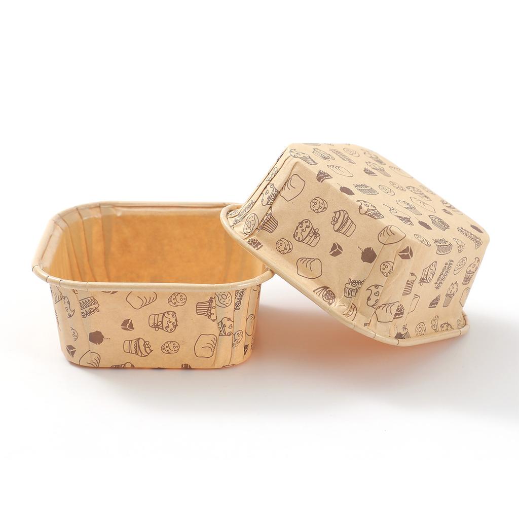 Kuchenbecher Backform, quadratisch, Einweg-Backpapier-Einsatz, Bodenblech, Brotverpackungsbox, Becher