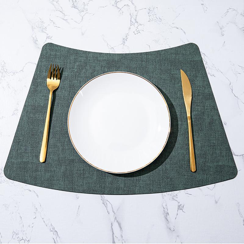 Fan-shaped Household Leather Placemat Hotel Restaurant Fan-shaped Western Dining Mat European Cloth Pattern Thermal Insulation Dining Table Mat