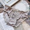Lace-up Underwear Sexy Seduction Retro Color Ice Silk Briefs Gauze Covered Hip Low Waist Women's Panties