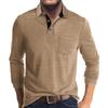 Men's Solid Color Button Lapel Long Sleeve Top Men's Casual Fashion Long Sleeve Top