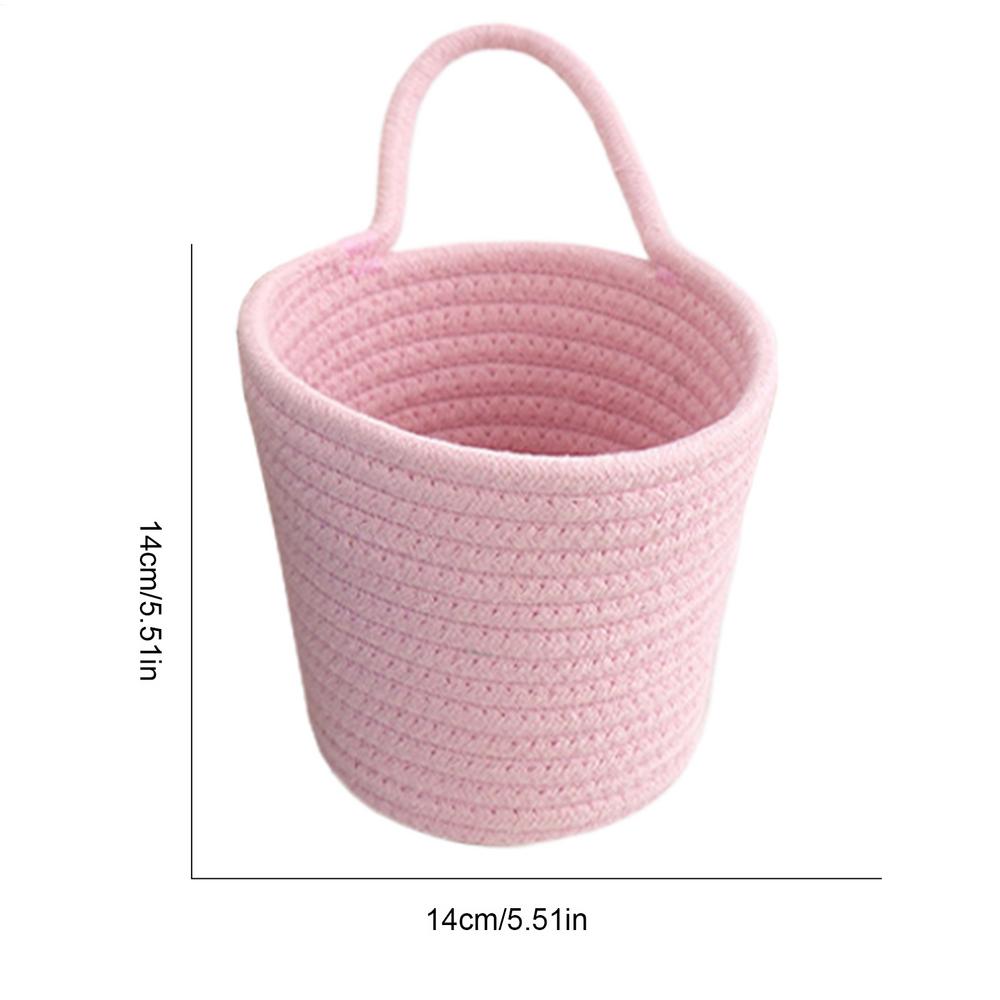 Handmade Woven Organizer Container Cotton Rope Storage Basket Wall Basket With Handle Child Toy Storage Vegetable Rope Bins