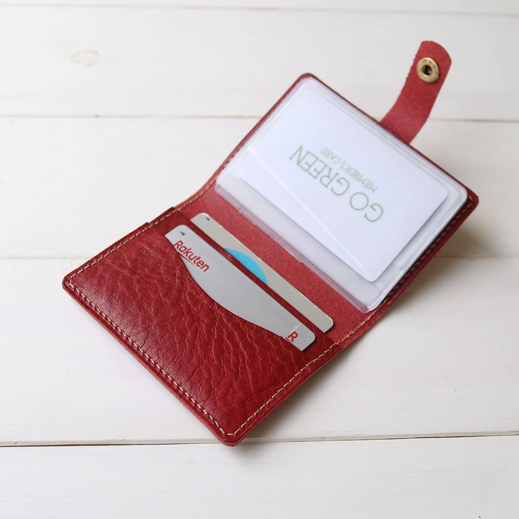 Porco Rosso Slim Genuine Leather Card Case with Book-Style Accordion Detail for Men and Women [sokunou] (Red)