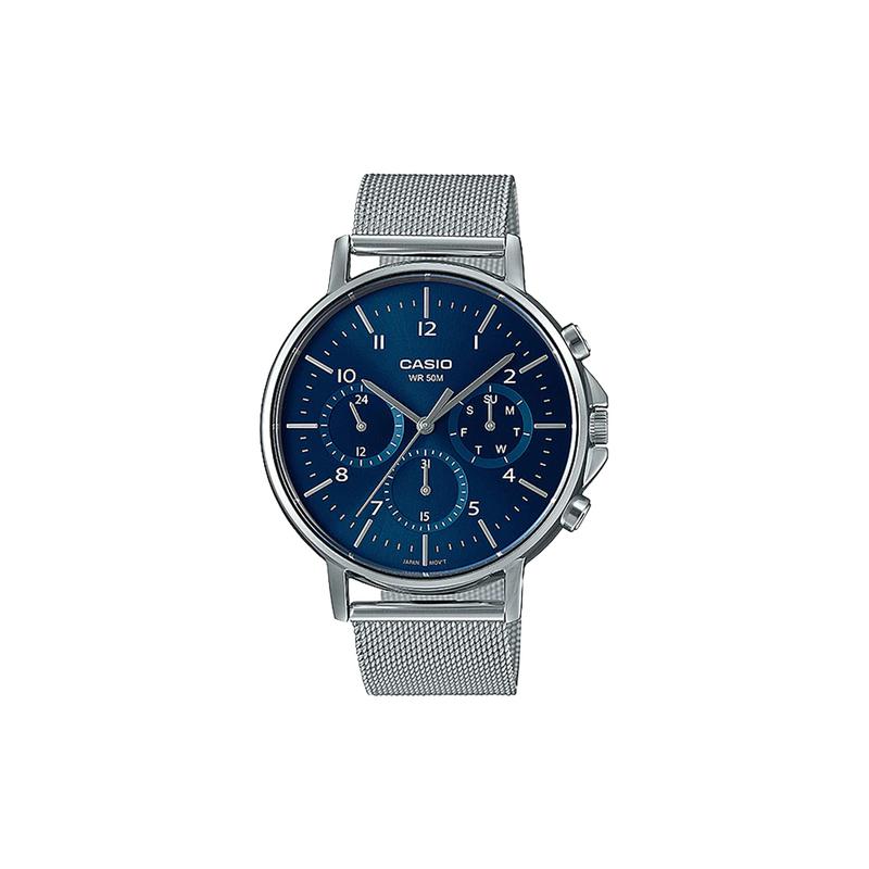 

Casio retro sports trend watch quartz movement stainless steel strap Japanese and Korean watch men s watch blue dial MTP-E321M-2AVDF синій