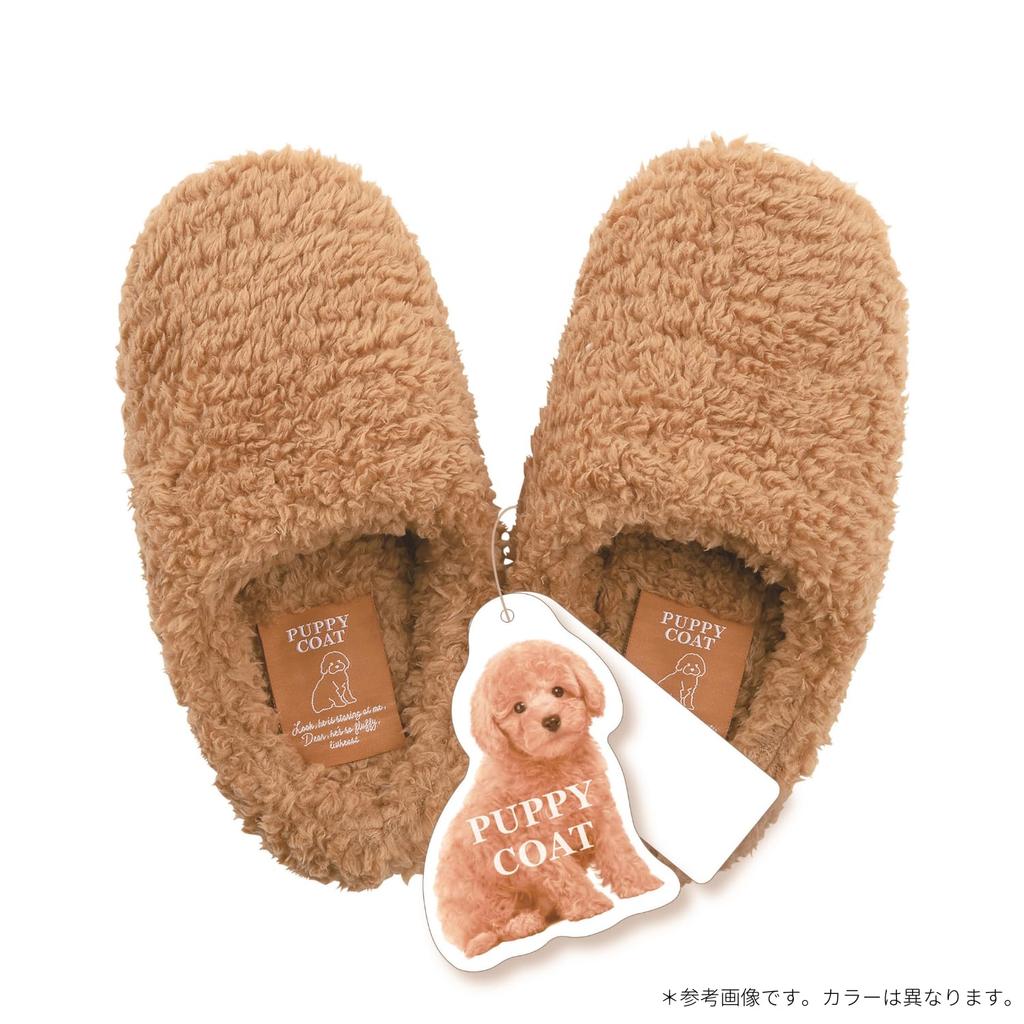 Livheart Room Shoes, Puppy Coat, Cream (23-24.5cm), Toy Poodle, Fluffy, 14123-14