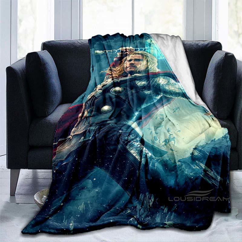 Customizable 2026 new Thor cartoon anime blankets bedroom decorations warm flannel sofa blankets suitable for home bedroom