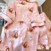 Summer pink full print dessert rabbit pajamas women's summer short-sleeved shorts cardigan set girl princess style loungewear