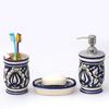 Ceramic Bathroom Accessories Set of 3 | Modern Hand-Painted Luxury Bath Set with 300ml Soap Dispenser, Toothbrush Holder & Soap Dish