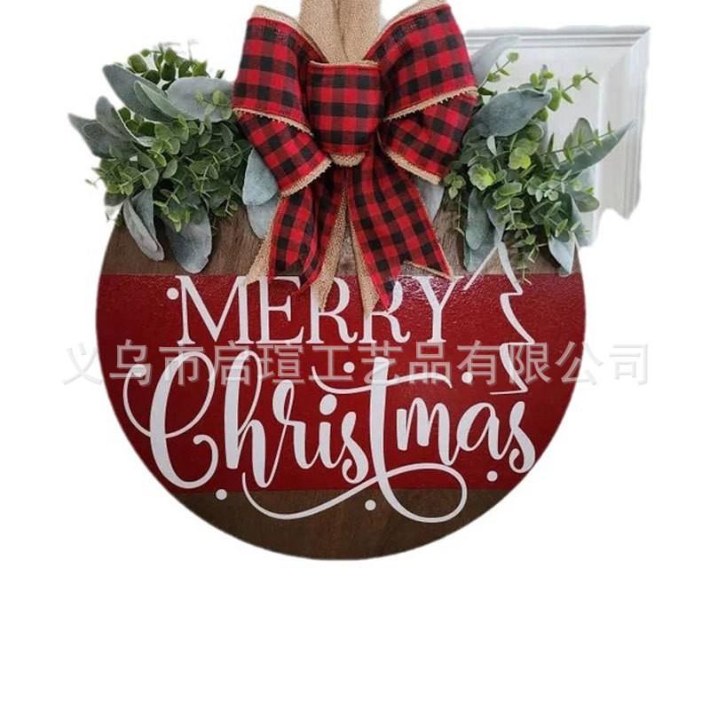 Wooden Christmas Door Hanger Decor Front Porch Entryway Wall Hanging Ornament Holiday Home Dcor