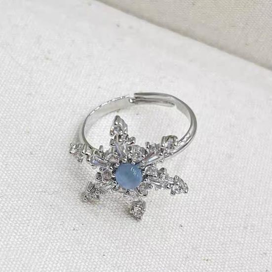 2Pcs/Set Women Ring Set, Stackable Ring with Cubic Zirconia Micro-Setting, Snowflake Row Rings Set for Jewelry Gift