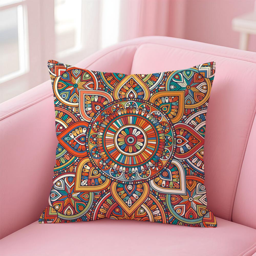 The Splendid Mandala Flower Design Cushion Cover Pillow Case Soft Skin Friendly Fabric Concealed Zipper